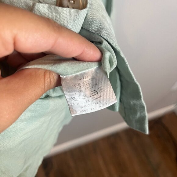 Girl and the Sun sage green long sleeve button dress - Picture 5 of 6